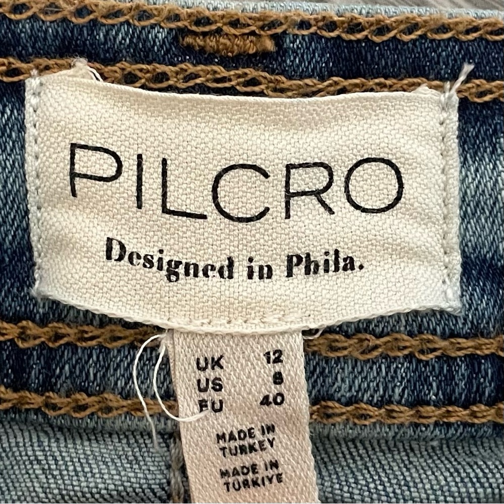 Pilcro Anthropologie Y2K Medium Wash Denim Low Rise Micro Mini Skirt - Size 8 - Picture 6 of 8